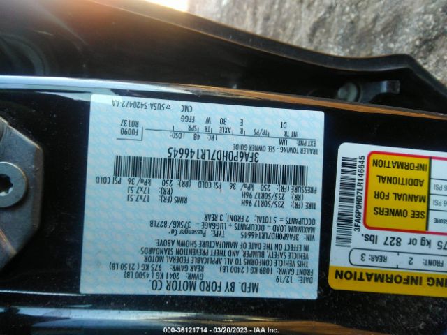 3FA6P0HD7LR146645 Ford FUSION SE