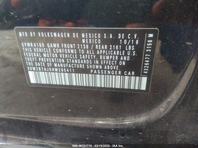 3VW2B7AJ5HM265411 Volkswagen Jetta 1.4t S