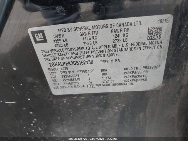 GMC Terrain Slt 2016 2GKALPEK2G6152138 Image 9