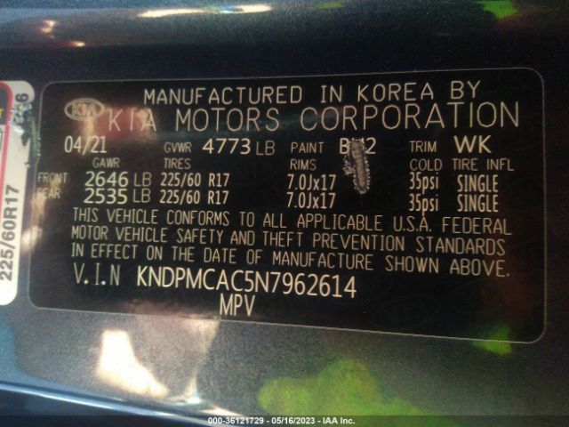 KNDPMCAC5N7962614 KIA Sportage Lx