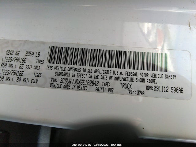 RAM Promaster Cargo Van 2016 3C6URVJDXGE102842 Image 9