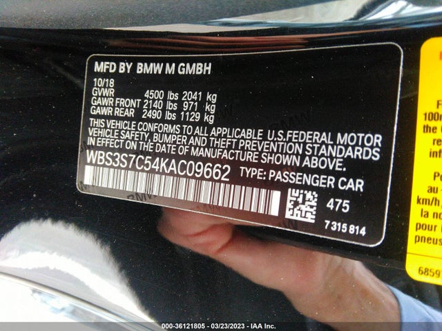 2019 BMW M4, VIN: WBS3S7C54KAC09662