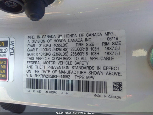 Honda CR-V EX 2019 2HKRW2H58KH644952 Image 9