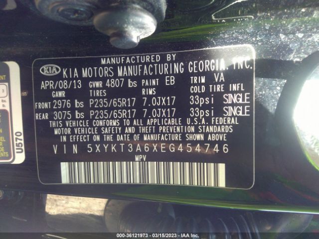 5XYKT3A6XEG454746 KIA SORENTO LX