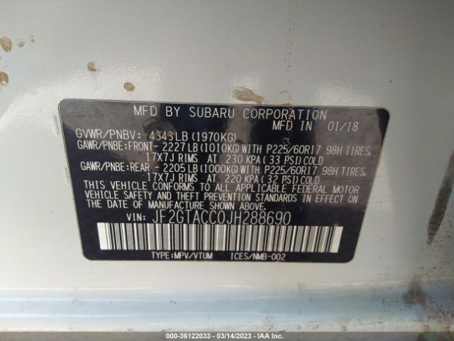 JF2GTACC0JH288690 Subaru Crosstrek Premium