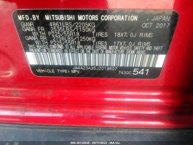 JA4AZ3A35JZ019607 Mitsubishi Outlander Es/se/sel/le
