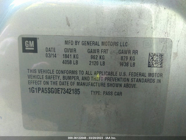 Chevrolet CRUZE LS 2014 1G1PA5SG0E7342185 Image 11
