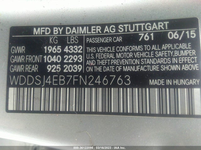 WDDSJ4EB7FN246763 Mercedes-Benz Cla-class Cla 250