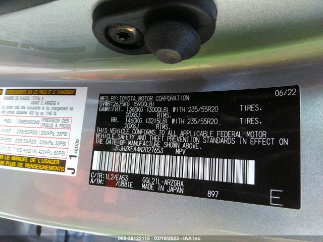 JTJHZKEA4N2027653 Lexus Rx Rx 350l