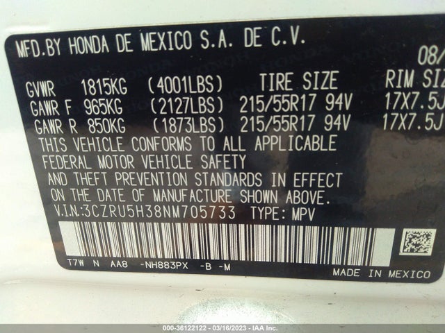Honda HR-V LX 2022 3CZRU5H38NM705733 Image 10
