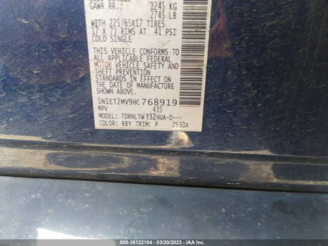 5N1ET2MV9HC768919 Nissan Rogue Sv Hybrid