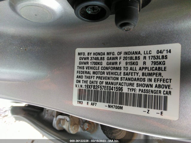 Honda Civic Sedan Lx 2014 19XFB2F57EE041596 Image 9