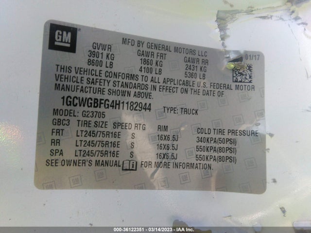 Chevrolet EXPRESS CARGO VAN 2017 1GCWGBFG4H1182944 Image 9