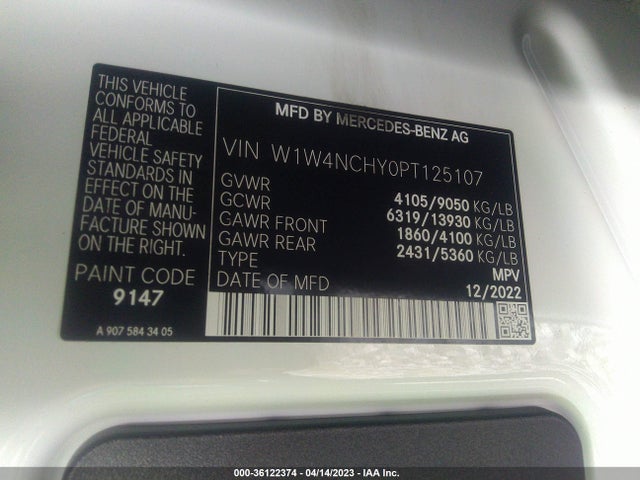 2023 Mercedes-Benz Sprinter, VIN: W1W4NCHY0PT125107