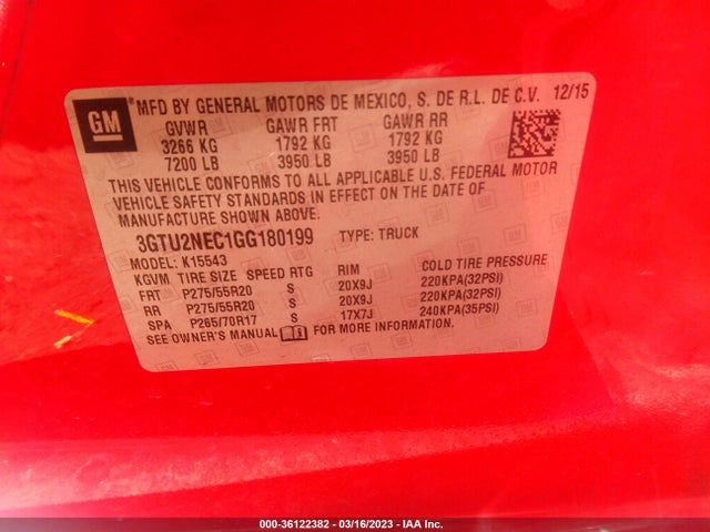 GMC Sierra 1500 Slt 2016 3GTU2NEC1GG180199 Image 9