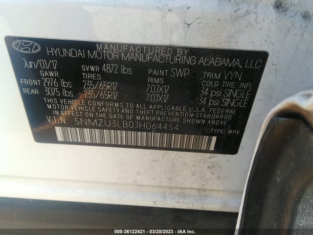 Hyundai Santa Fe Sport 2.4l 2018 5NMZU3LB0JH064454 Image 10