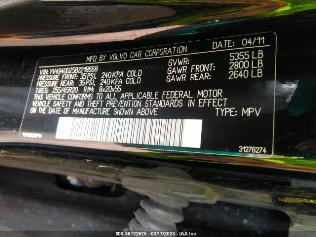 YV4940DZ5B2218668 Volvo Xc60 3.2l