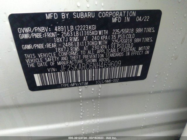 JF2SKARC6NH469609 Subaru Forester Touring