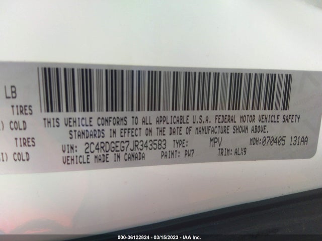 Dodge Grand Caravan Gt 2018 2C4RDGEG7JR343583 Image 9
