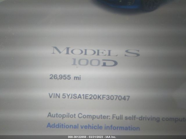 5YJSA1E20KF307047 Tesla MODEL S