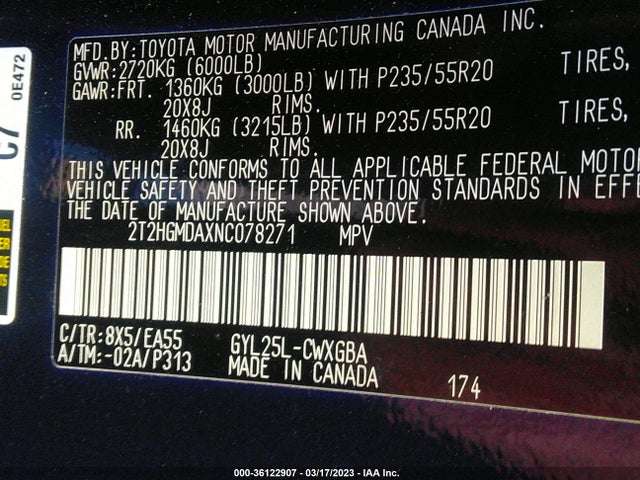 2T2HGMDAXNC078271 Lexus Rx Rx 450h