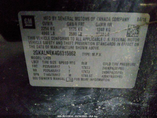 2GKALNEK4G6315862 GMC Terrain Sle