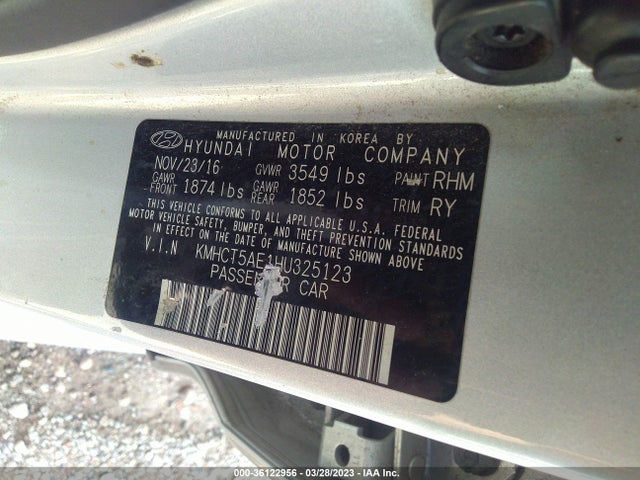 Hyundai ACCENT SE 2017 KMHCT5AE1HU325123 Image 10