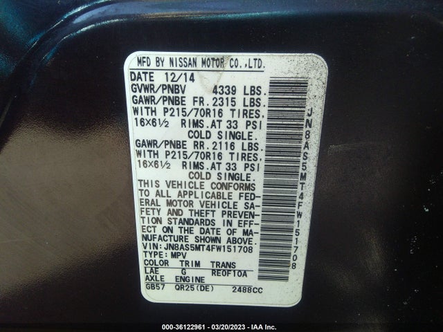 Nissan Rogue Select S 2015 JN8AS5MT4FW151708 Image 10