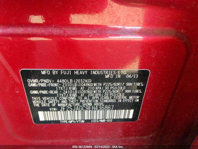 JF2SJAGC9EH436867 Subaru Forester 2.5i Premium