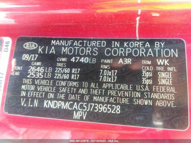KNDPMCAC5J7396528 KIA Sportage Lx