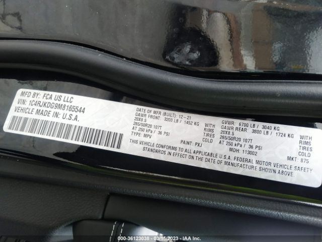 1C4RJKDG9M8165544 Jeep Grand Cherokee L Overland