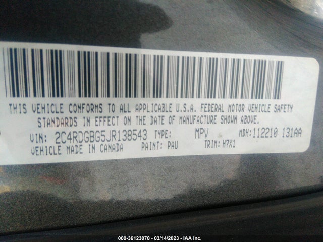 Dodge Grand Caravan Se 2018 2C4RDGBG5JR138543 Image 9