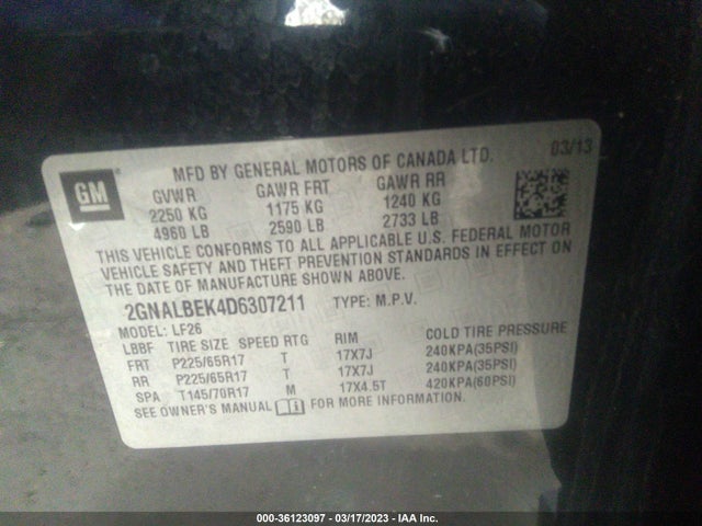 Chevrolet EQUINOX LS 2013 2GNALBEK4D6307211 Image 10