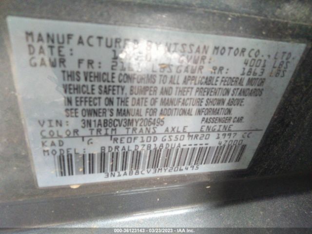 3N1AB8CV3MY206495 Nissan SENTRA SV