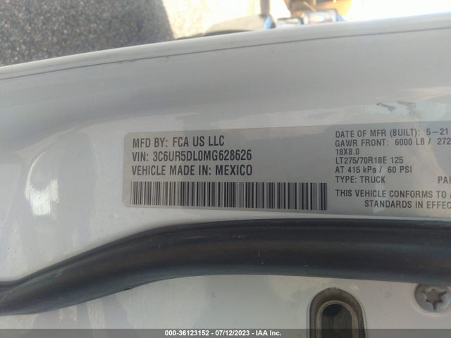 3C6UR5DL0MG628626 RAM 2500 Big Horn