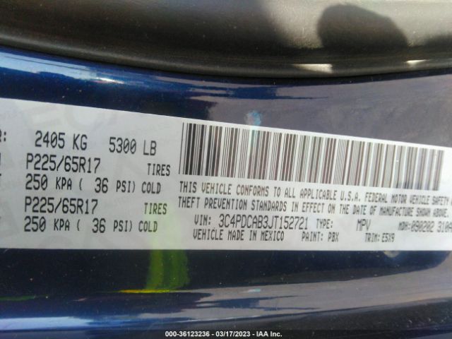 3C4PDCAB3JT152721 Dodge JOURNEY SE