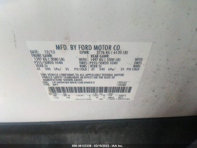 Ford Explorer Limited 2014 1FM5K8F86EGB39653 Image 9