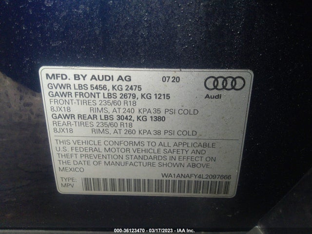 WA1ANAFY4L2097666 Audi Q5 Premium/titanium Premium