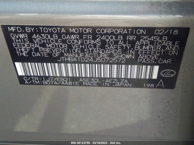 JTHBA1D24J5072572 Lexus Is Is 300