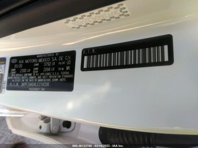 3KPF24AD4LE214336 KIA Forte Lxs