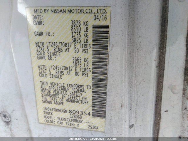 Nissan Nv S 2016 1N6BF0KM0GN809354 Image 9
