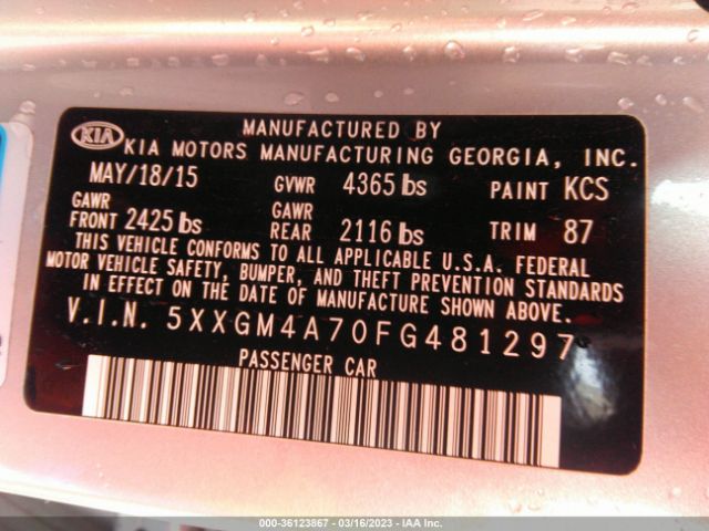 5XXGM4A70FG481297 KIA Optima Lx