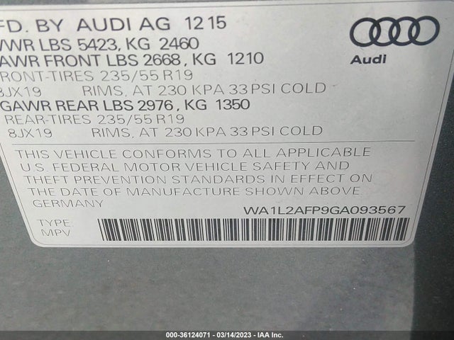 WA1L2AFP9GA093567 Audi Q5 Premium Plus