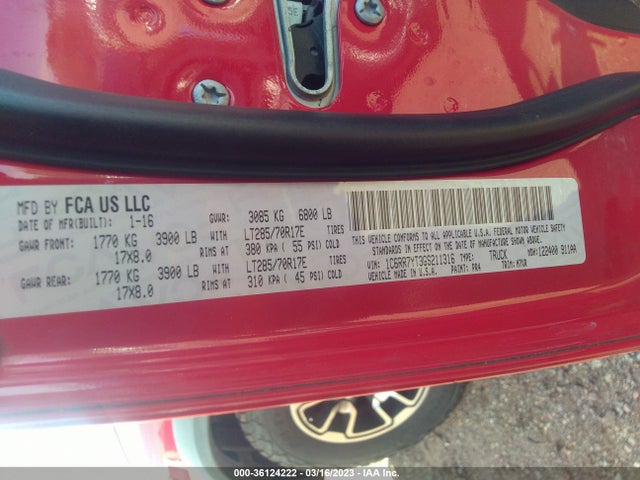 RAM 1500 Rebel 2016 1C6RR7YT3GS211316 Image 10