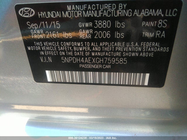 Hyundai ELANTRA SE 2016 5NPDH4AEXGH759585 Image 10