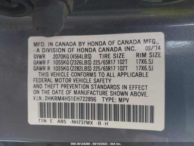Honda CR-V EX 2014 2HKRM4H51EH722896 Image 9