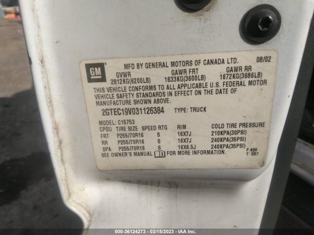 GMC Sierra 1500 Sle 2003 2GTEC19V031126384 Image 10