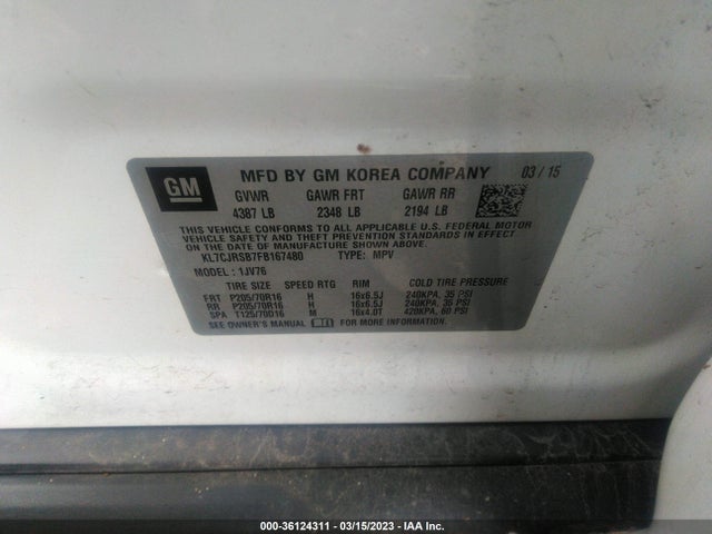 Chevrolet Trax Lt 2015 KL7CJRSB7FB167480 Image 10