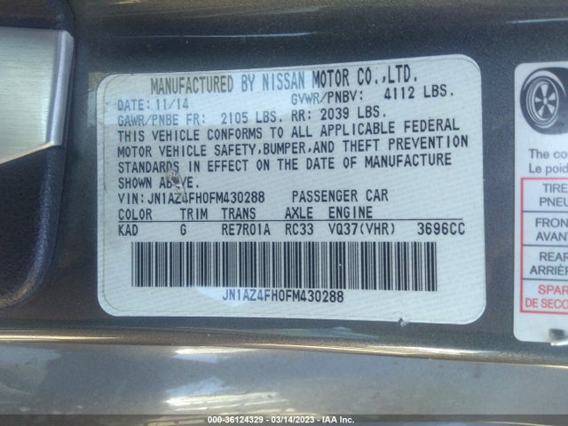 2015 Nissan Z, VIN: JN1AZ4FH0FM430288