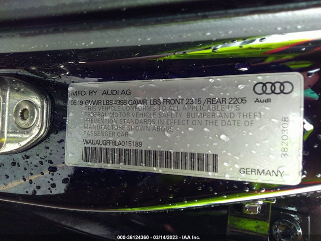 WAUAUGFF8LA015189 Audi A3 Sedan Premium
